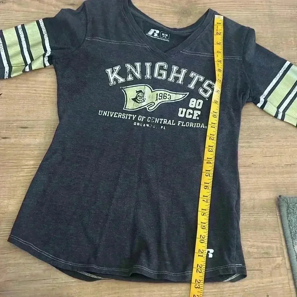 UCF Knights Russell Athletic V-Neck Tee Womens M Black Gold Football Shirt - Picture 6 of 7